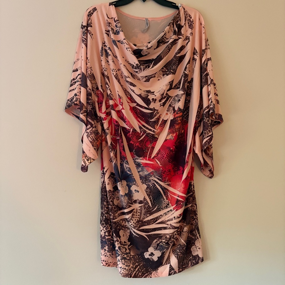 Yummy Plus Multicolor Abstract Print Tunic Top / Mini Dress 1X